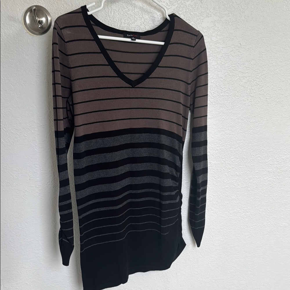 Elegant Striped V-Neck Mini Dress